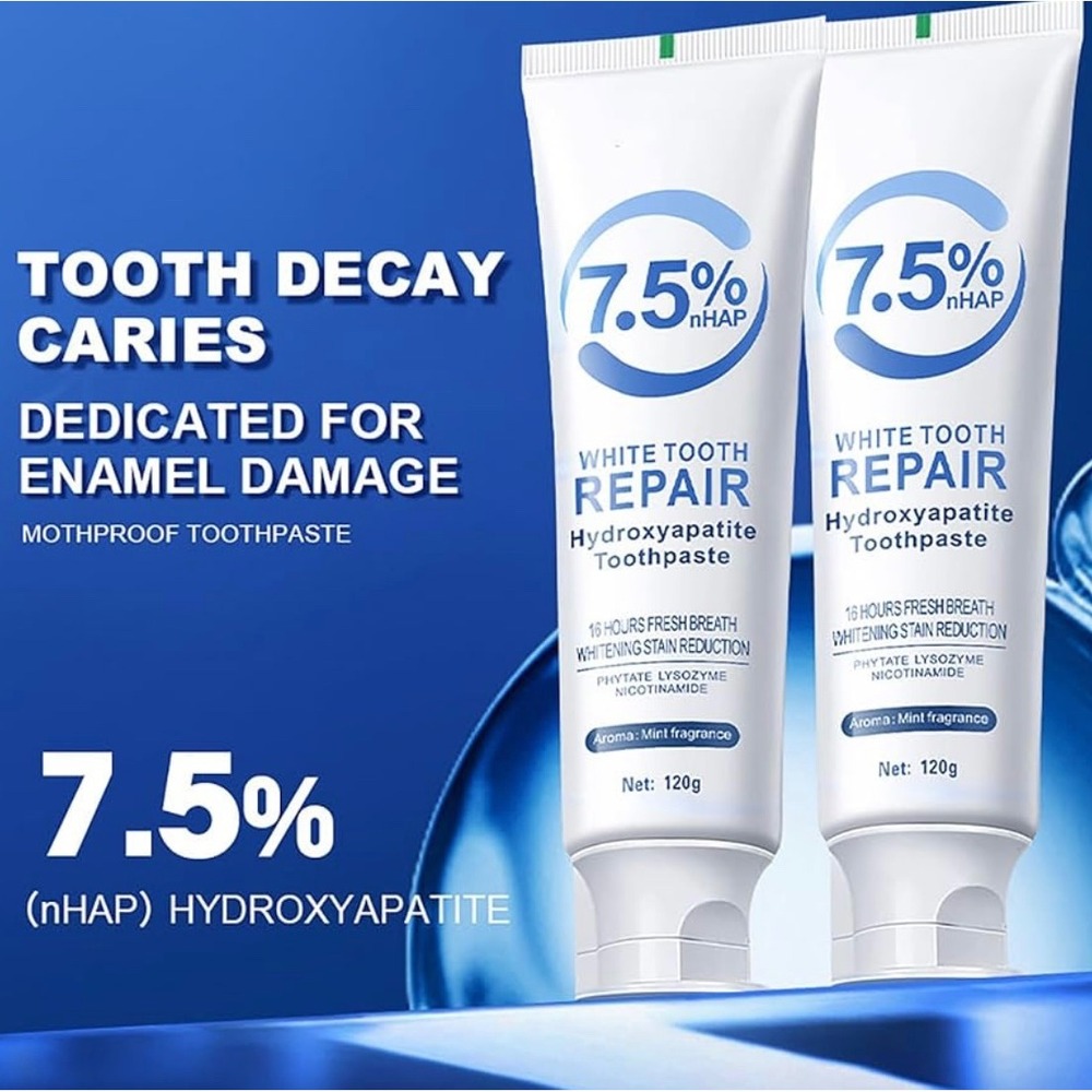 NEW Hydroxyapatite Toothpaste 7.5% Enamel Strengthening & Protection, Mint x2 - Picture 3 of 10